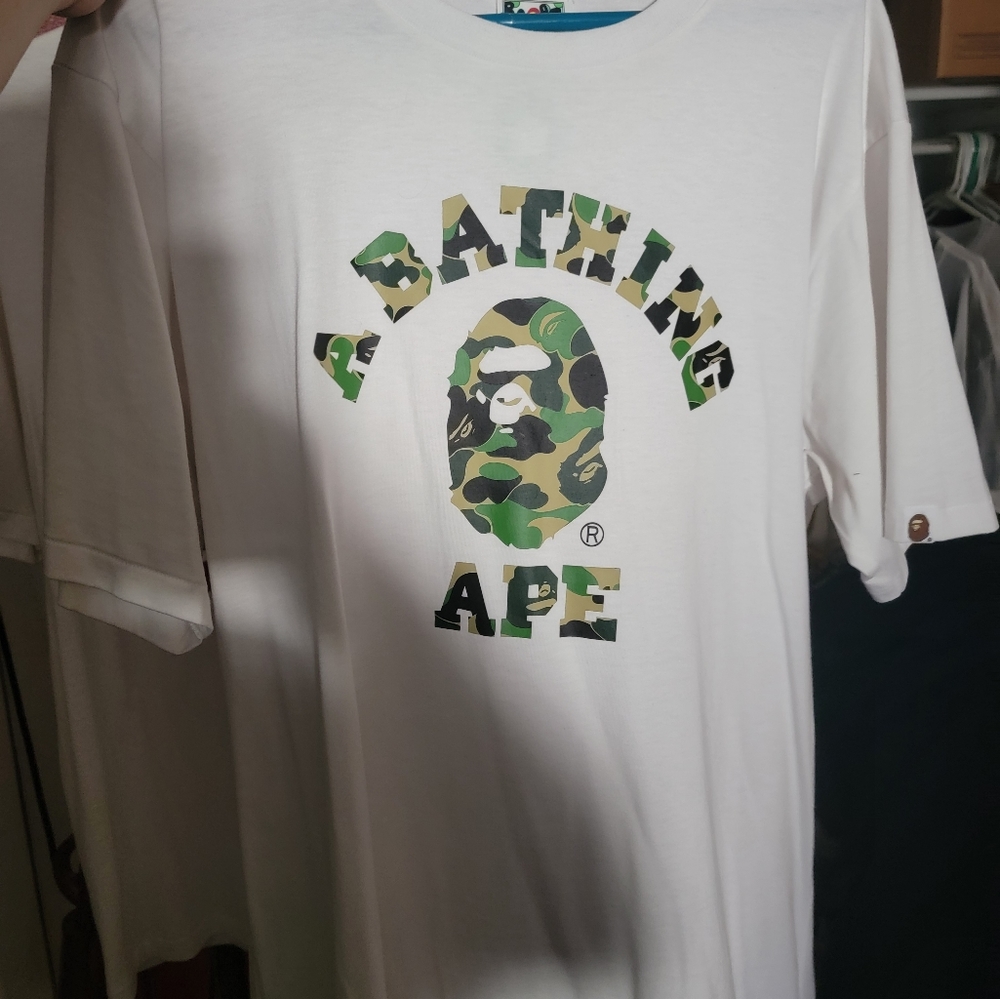 BAPE 1st Camo College T-Shirt and BAPE Pigment Tie Dye Twist College T-shirt.